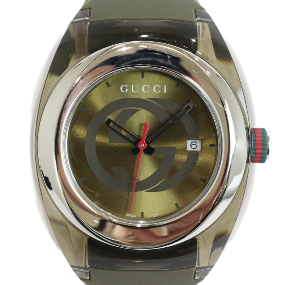 Gucci Sync Quartz Date Watch Clear Rubber Green